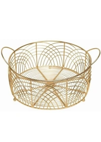 Attractive craft brio wire round basket gold plated Boxes, Baskets & Bins - Free Size, Gold, Metal, Pack of1